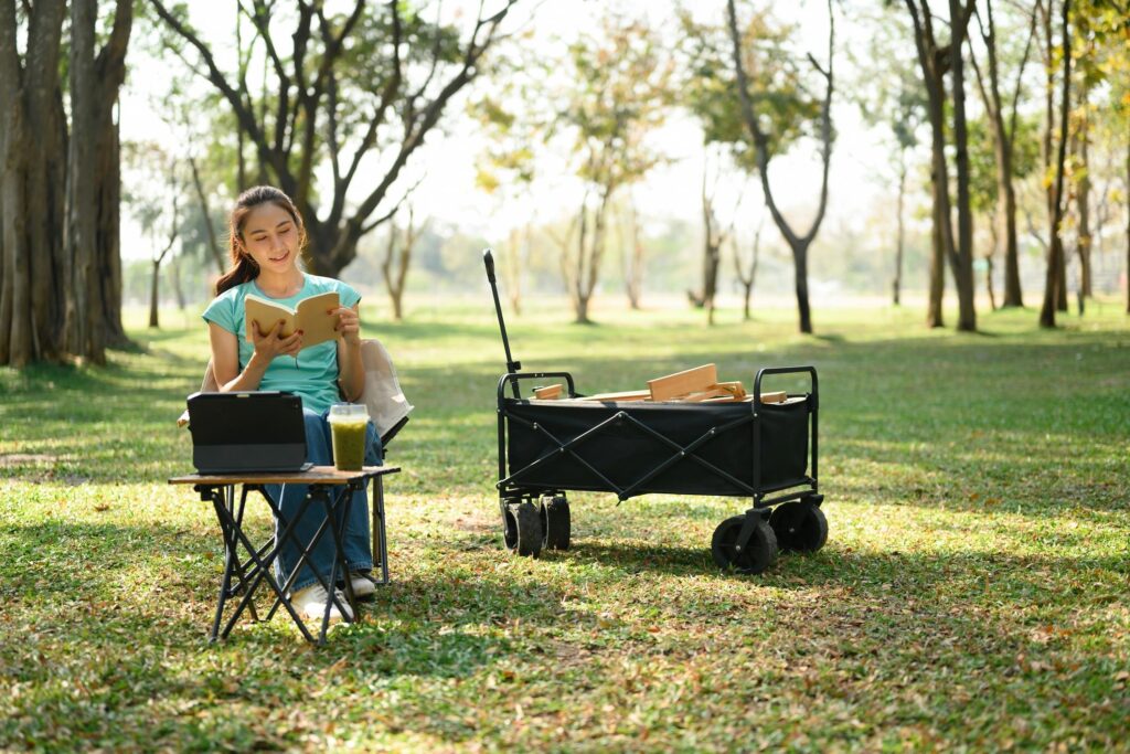foldable utility yard trolley durable outdoor